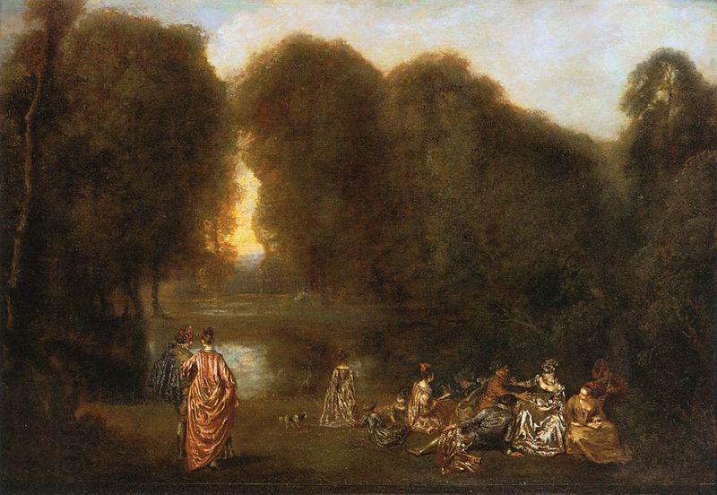 WATTEAU, Antoine Gathering in the Park China oil painting art